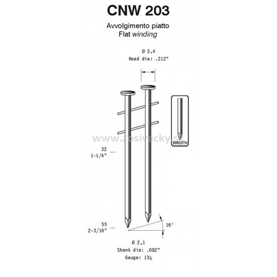 Hladké hřebíky OMER CNW 203/50